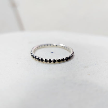 Black Onyx Gemstone Silver Handmade Eternity Engagement Women Gift Ring Us5~15
