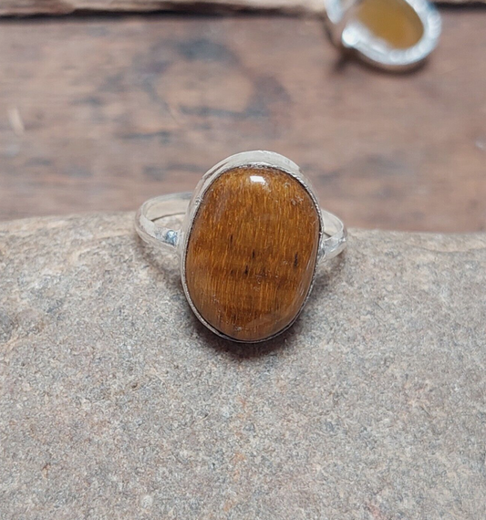 925 Sterling Silver Oval Tiger Eye Ring,Promise Ring,Anniversary Ring For Women
