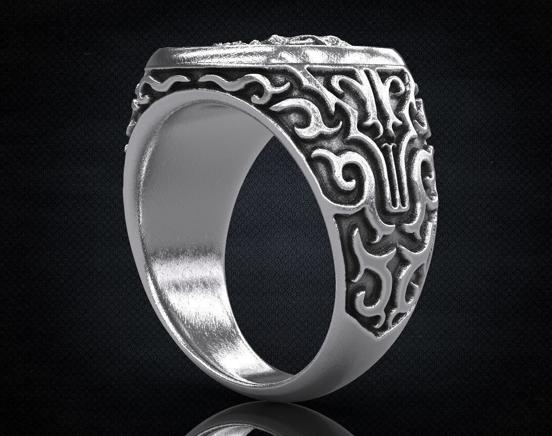St Saint Michael Archangel Ring Sterling Silver Signet US5-15 Protection Unisex