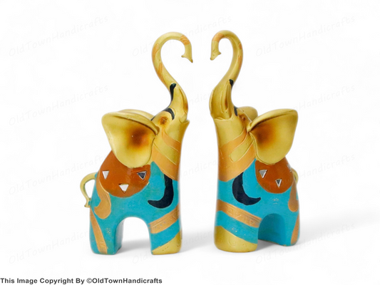 Trunk Up Elephant Statues Couple Figurines for Home Decor Gifts Good Luck