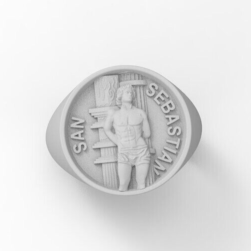 Silver Saint Ring San Sebastian San Miguel Us5~ 15 Saint Unisex Men Women Ring