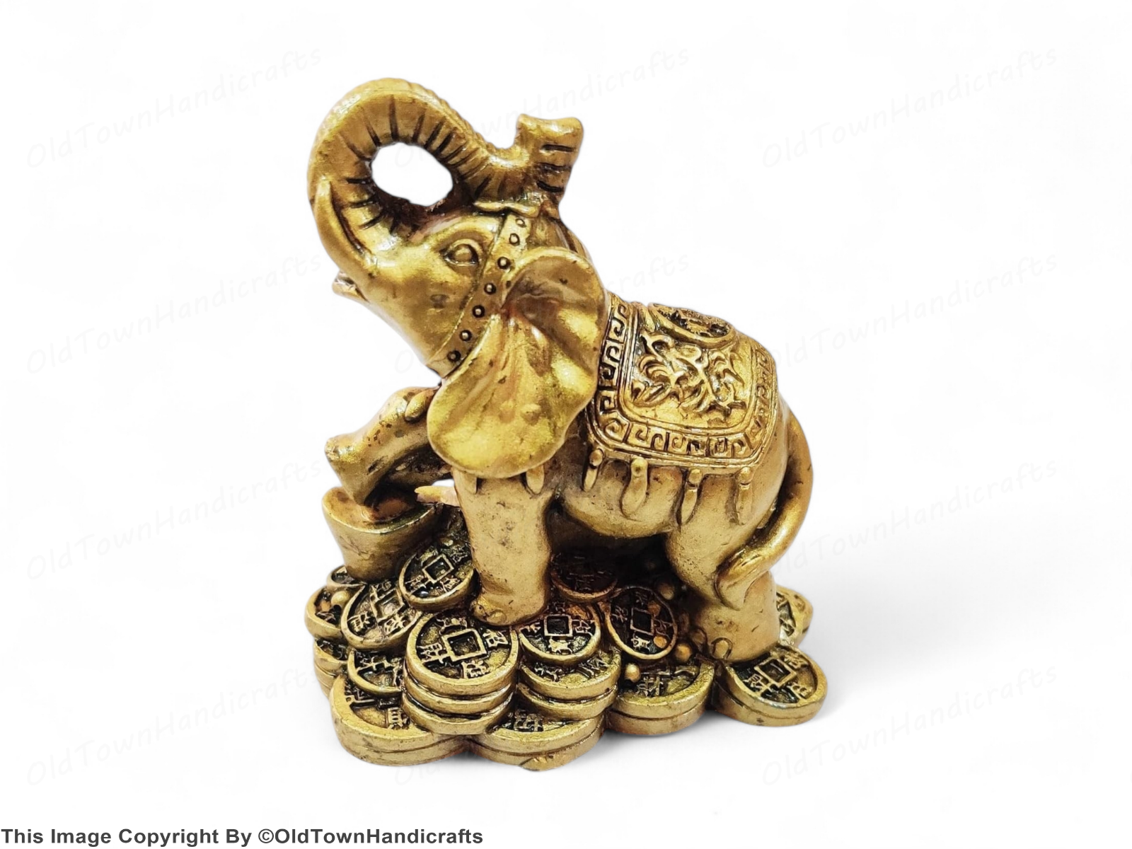 Feng Shui Trunk Up Elephant Statue Vastu Resin Handicraft for Home Office Decor