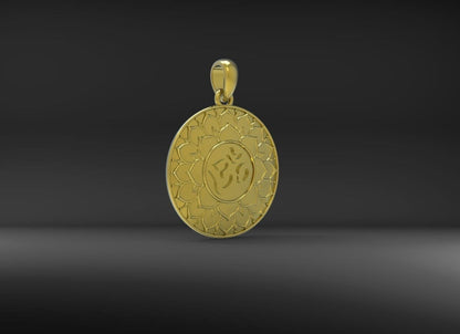 Brass OM Yoga Symbol Pendant Necklace Aum Ohm Charm Spiritual Jewelry OM Pendant
