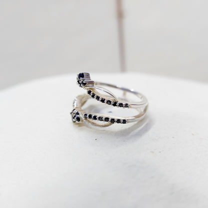 Black Sapphire Eternity Wedding Ring 925 Silver Women Gift Eternity Ring Us5~ 15