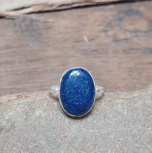 Blue Lapis Ring,925 Sterling Silver Ring,Oval Lapis Lazuli Ring,Birthday Gift