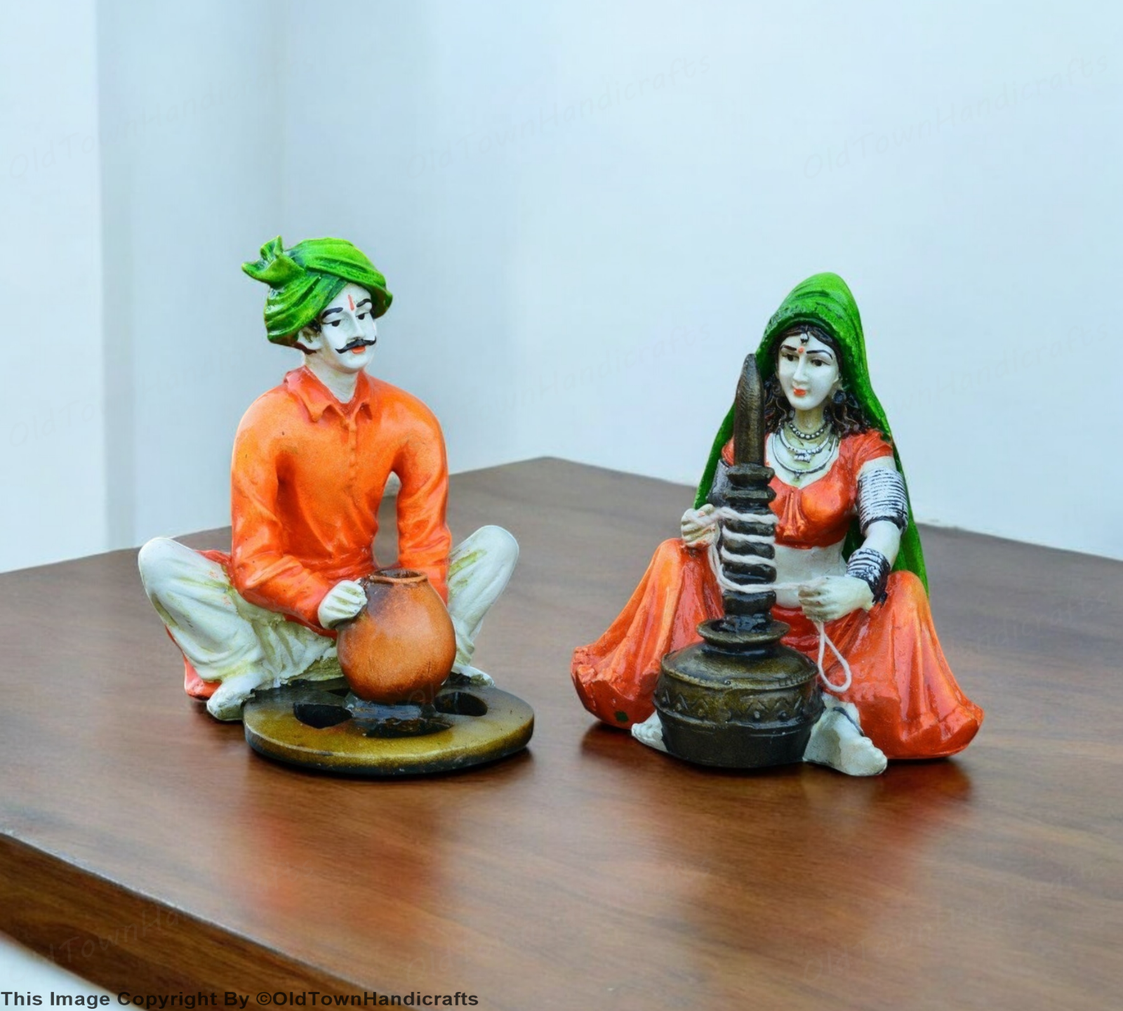 Rajasthani Craftsman Lady Polyresin Statue Handcrafted Decorative Showpiece