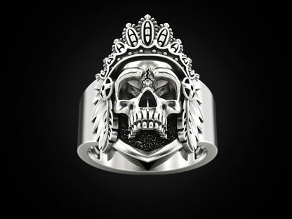 Silver Skull Wings Crown Ring Gothic Royal Biker Skull King Jewelry Ring US5~15