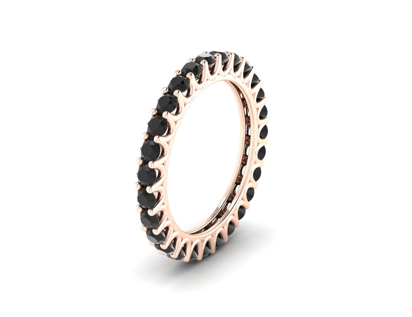 Natural Round Black Onyx Band Eternity Stacking Promise Fine Silver Band