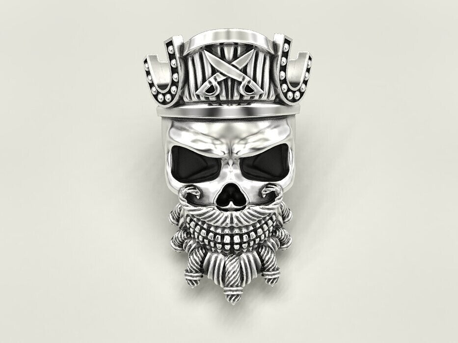 925 Sterling Silver Pirate Skull Ring US5~15 Vintage Biker Rider Gothic Ring