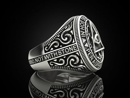 Masonic Freemason Third Eye 925 Sterling Silver Men's Biker Ring US7-15 Gift Men