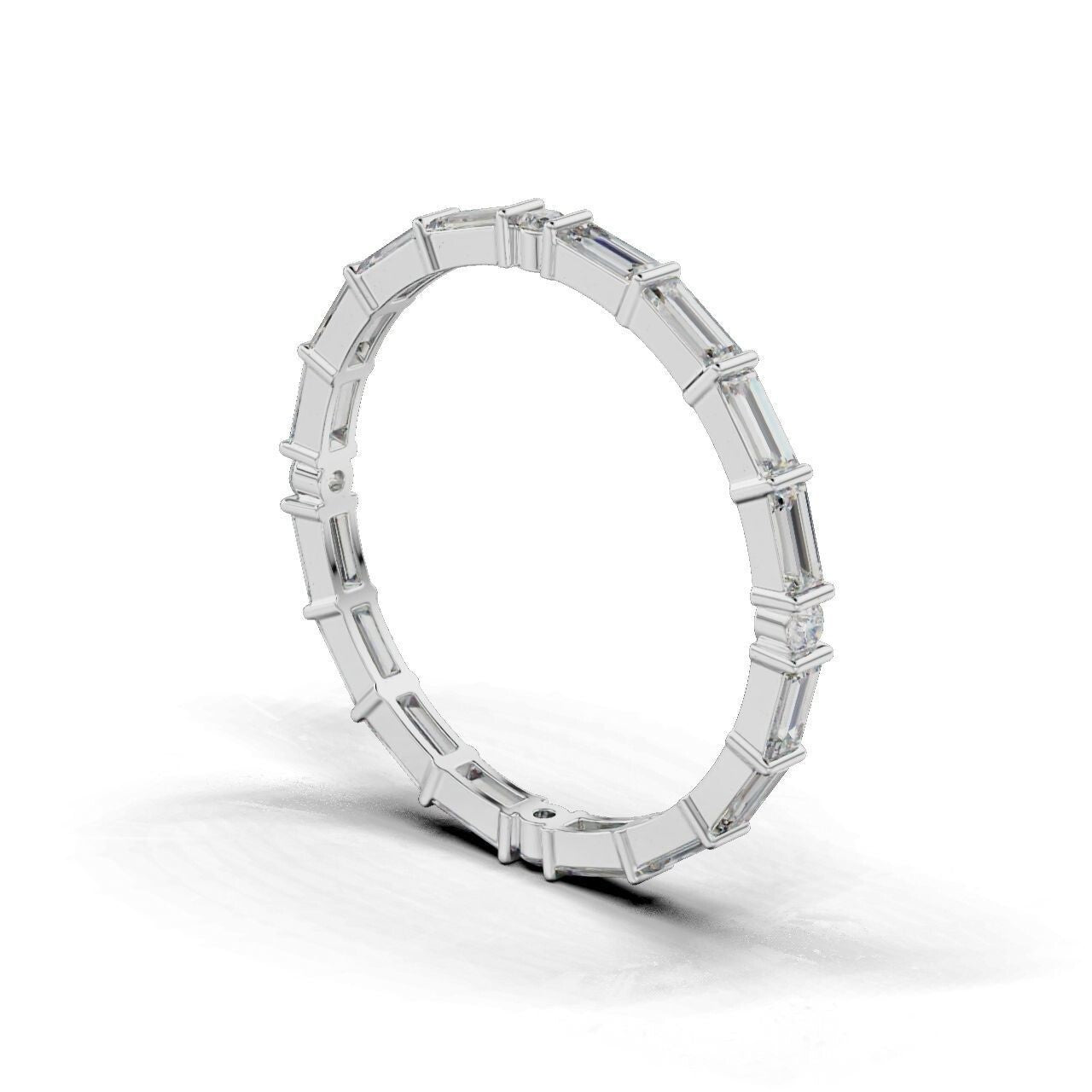 Baguette Moissanite Eternity Band Silver Baguette Wedding Gift Women Ring US5~15