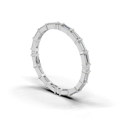 Baguette Moissanite Eternity Band Silver Baguette Wedding Gift Women Ring US5~15