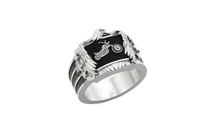 925 Silver Eagle Biker Ring Gothic Punk Signet Ring US5~15 Vintage Style Ring