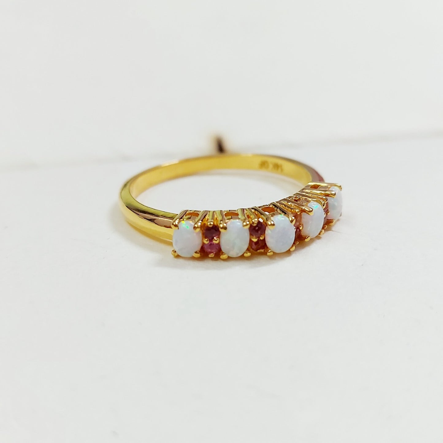 Oval Opal Natural Ruby Halo Engagement Women Ring 925 Silver Pretty Ring US5 ~15