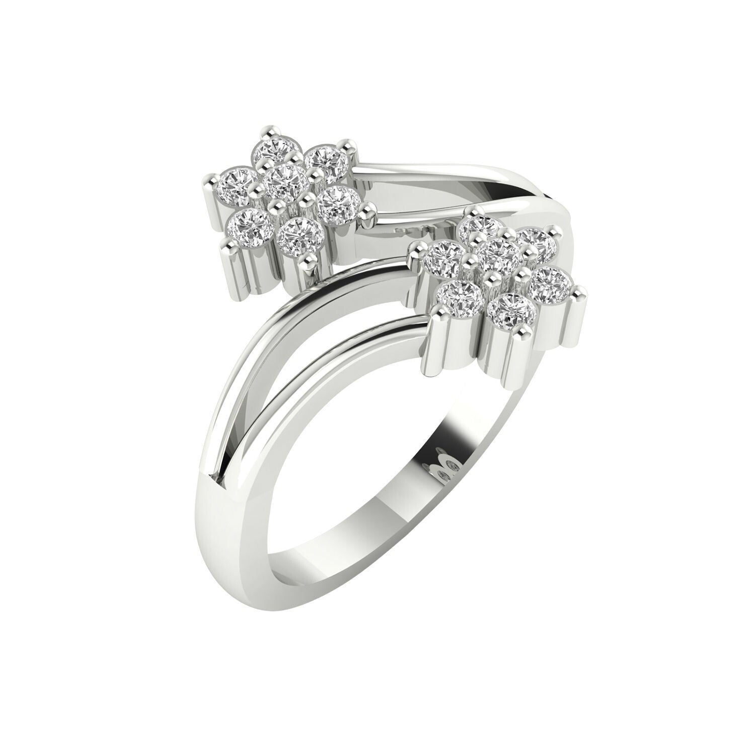 Adjustable Flower CZ Silver Ring Solitaire Promise Ring Engagement Gift Us5~ 15