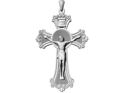 Silver Jesus Cross INRI Pendant Catholic Jesus Christ Necklace Women Jewelry Men