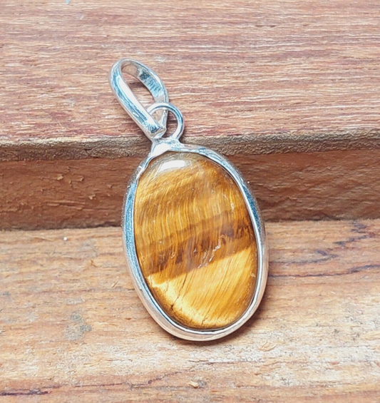 Solid 925 Sterling Silver Ovel Tiger Eye Pendant,Women Pedant Gift For Her