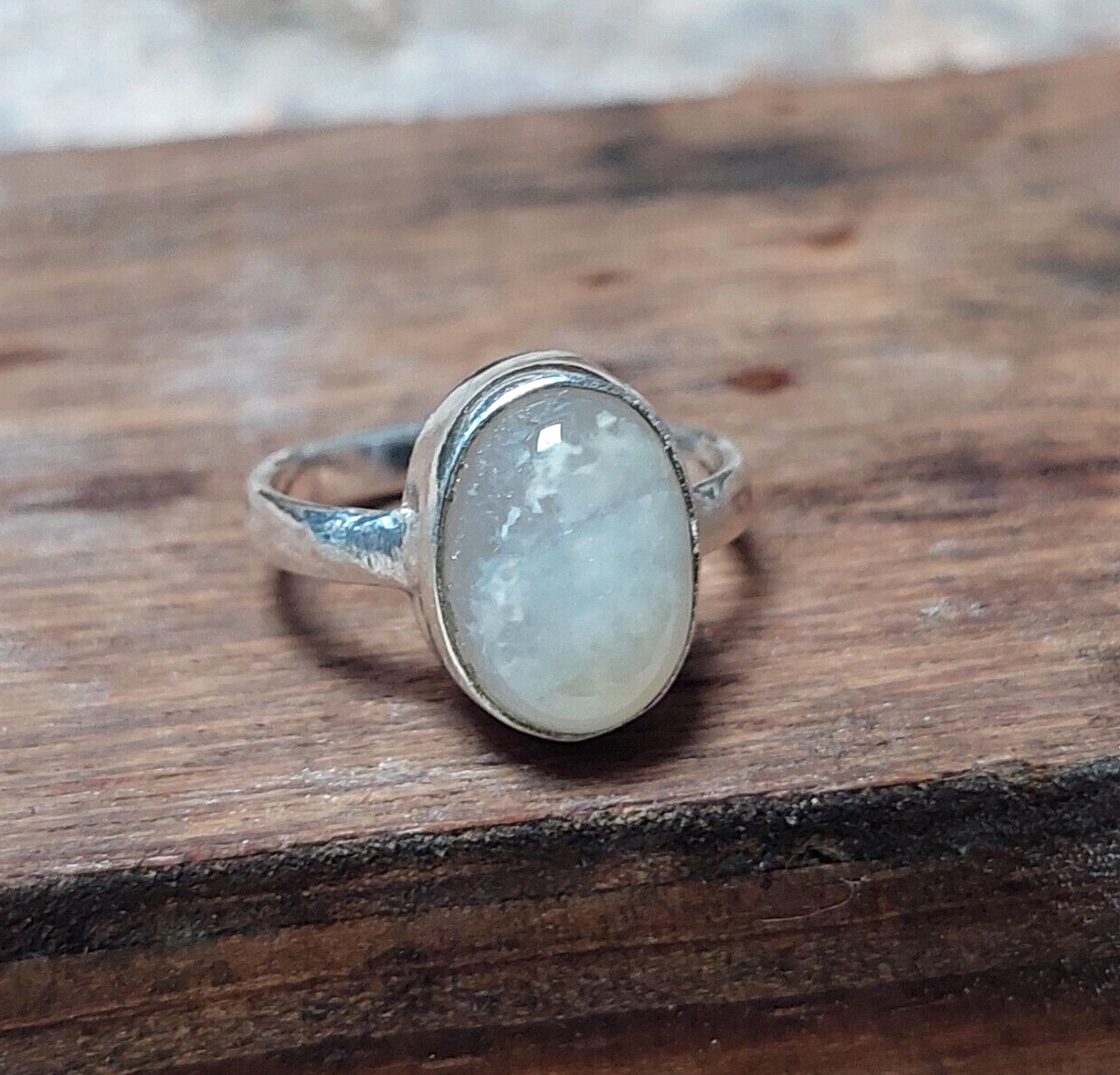 925 Sterling Silver Oval White Agate Handmade Ring,Unisex Ring,Statement Ring