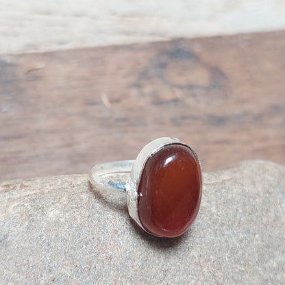925 Sterling Silver Red Gemstone Carnelian Ring,Oval Red Carnelian Ring
