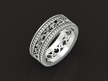 925 Silver CZ Curved Wedding Band Ring Elegant Stackable Women Men Ring US5-15