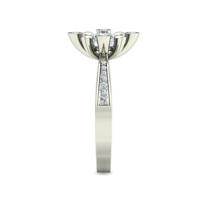 Silver Cubic Zirconia Sunflower Statement Women Engagement Ring CZ Ring Us5~ 15
