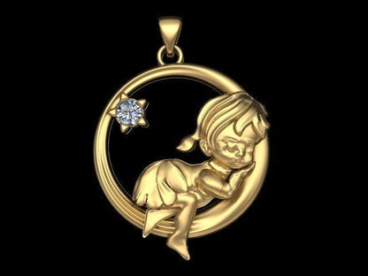Brass Baby Pendant Cradle Angel Charm Love Cupid Lullaby DIY Jewelry Pendant