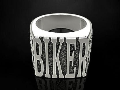 925 Silver Gothic Biker Ring Punk Number Signet Ring US5~15 Cool Gift for Him