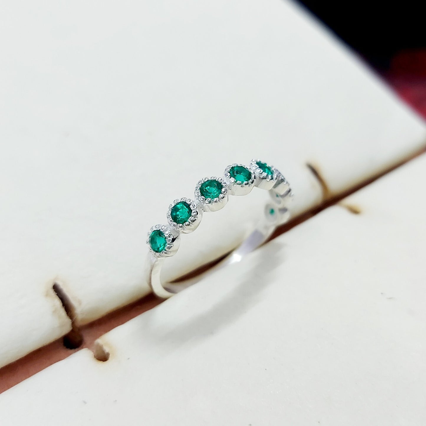Lab Created Emerald Eternity Band Round Cut Green Emerald Birthstone Ring Us5~15