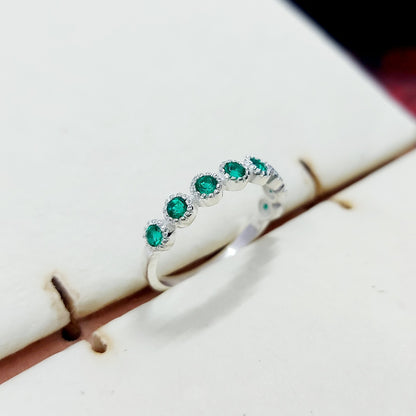 Lab Created Emerald Eternity Band Round Cut Green Emerald Birthstone Ring Us5~15