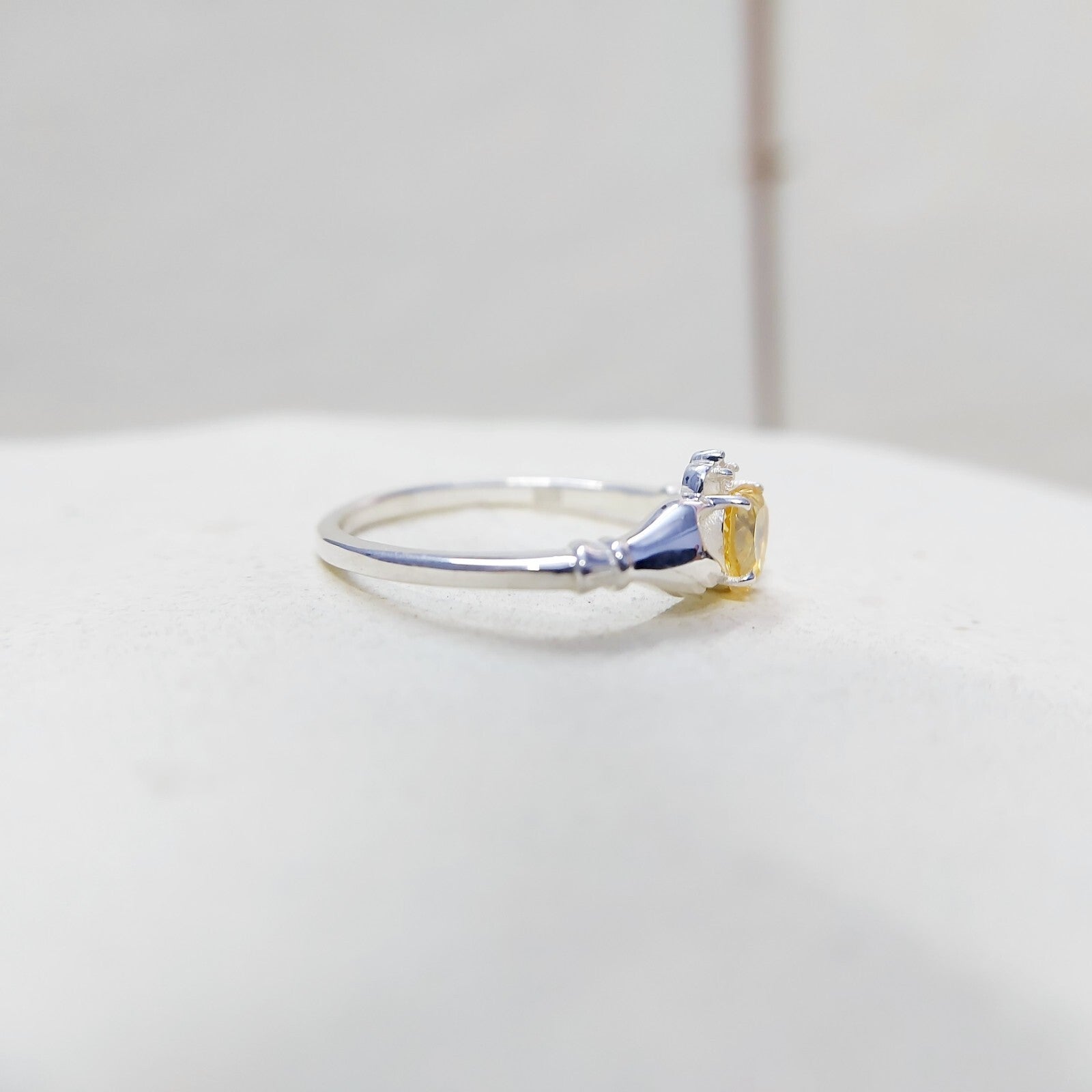 Claddagh Heart Citrine Ring Simulated Birthstone Women Silver Ring Gift Us5~ 15