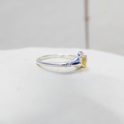 Claddagh Heart Citrine Ring Simulated Birthstone Women Silver Ring Gift Us5~ 15