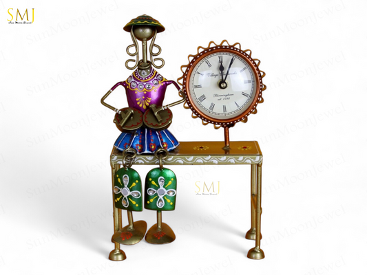 Elegant Lady Statue with Clock Vintage Bench Figurine Timepiece Home Decor Gif