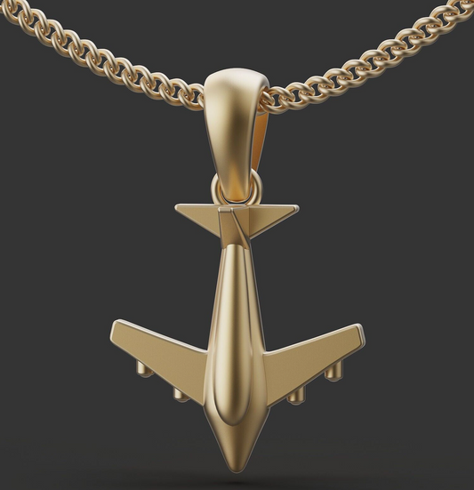 Handmade Brass Airplane Pendant Vintage Plane Charm Raw Brass Necklace Men Women