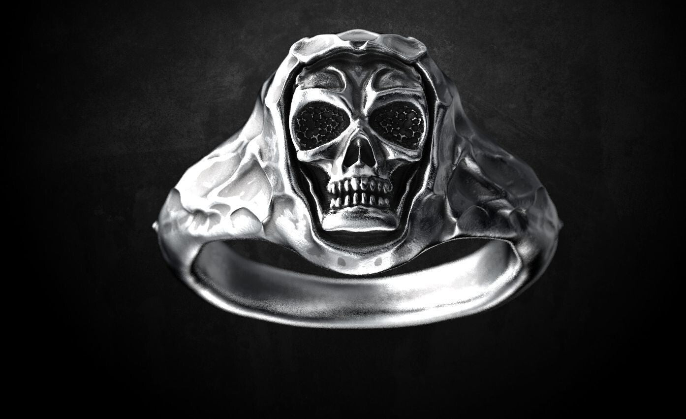 925 Sterling Silver Skull Ring Gothic Biker Punk Hip Hop Men Jewelry Ring US5~15