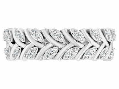 Silver CZ Leaf Shape Eternity Wedding Band Ring Women Floral Style Ring US5-15