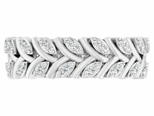 Silver CZ Leaf Shape Eternity Wedding Band Ring Women Floral Style Ring US5-15