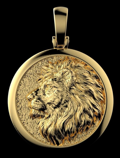 Men's Lion Head Charm Pendant Necklace Handmade Brass Animal Statement Gift Men