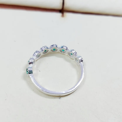Lab Created Emerald Eternity Band Round Cut Green Emerald Birthstone Ring Us5~15