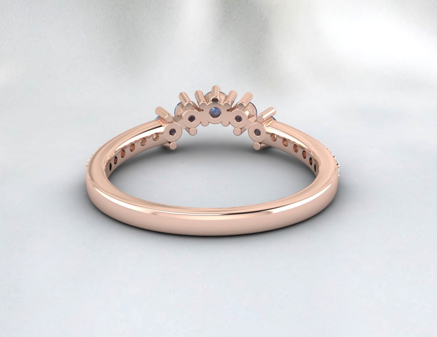 Natural Alexandrite Curved Wedding Band Half Eternity Fine Silver 5 Gemstone
