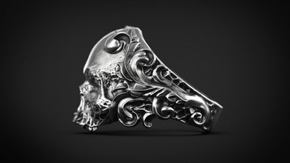 Vintage 925 Silver Skull Ring Bold Unique Handmade Biker Jewelry Ring US5~15