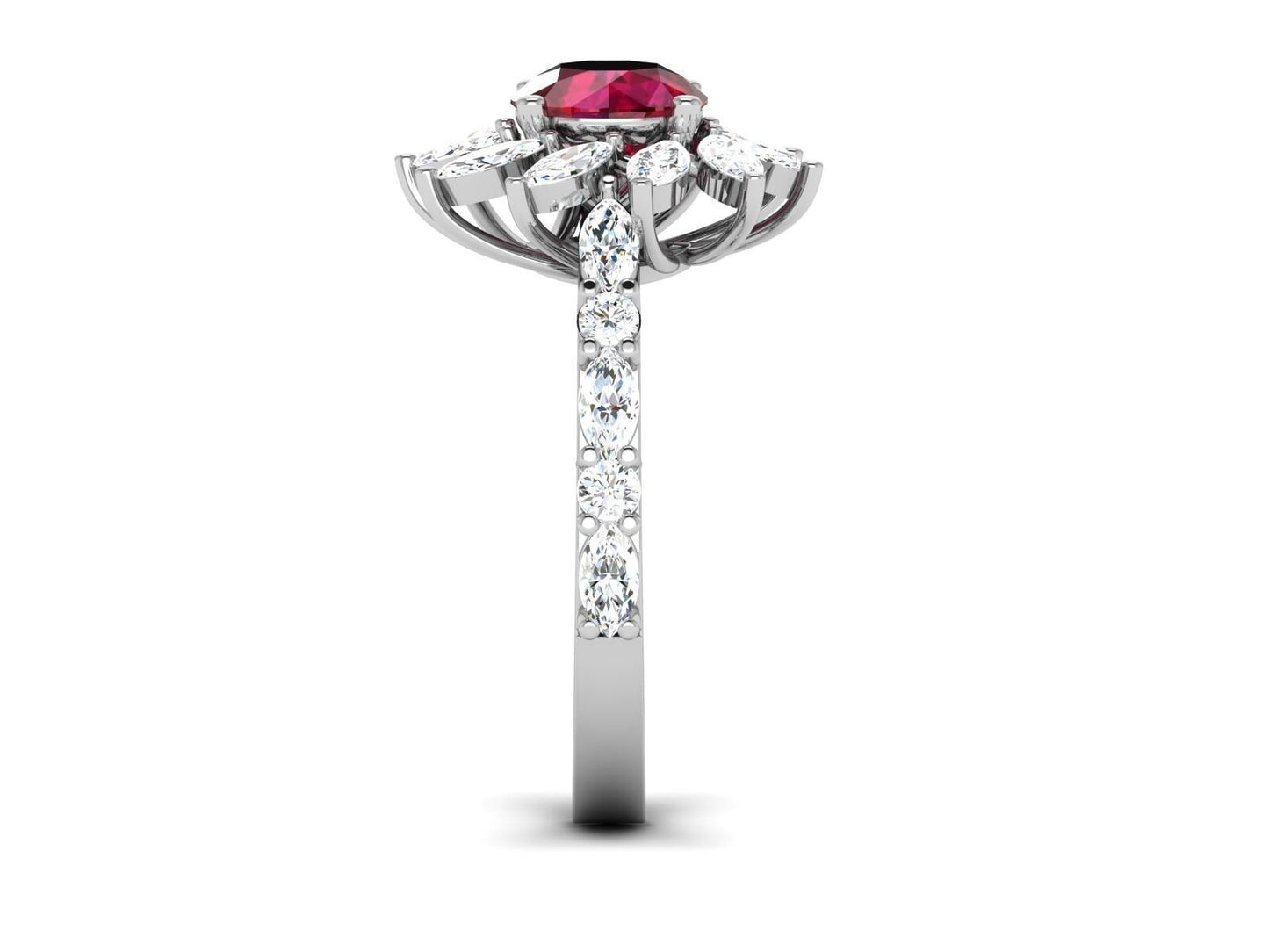 Natural Red Ruby Engagement Ring 925 Silver Moissanite Promise Women Ring US5-15