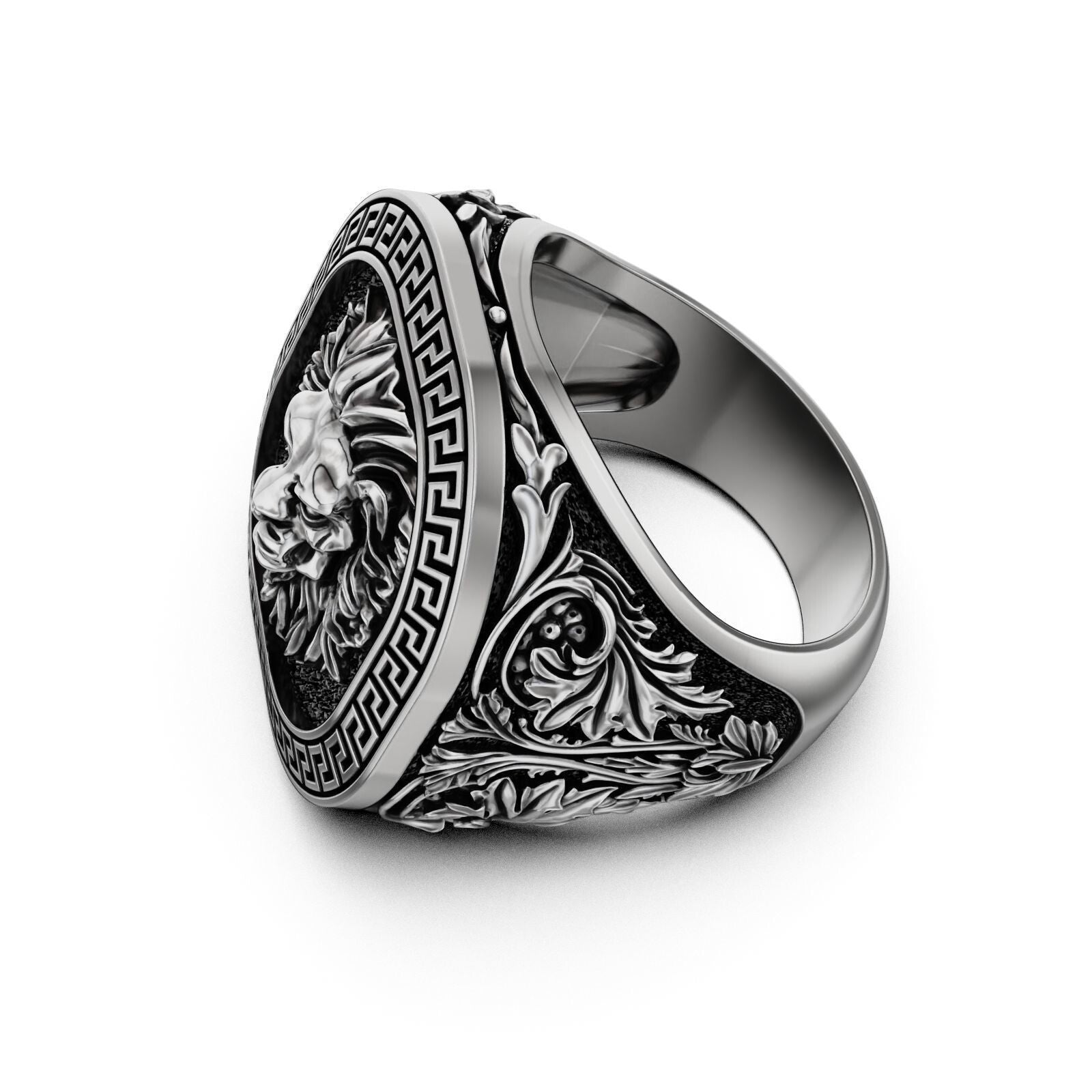 Lion Head 925 Sterling Silver Ring Handmade Men’s Animal Ring Jewelry US5~15