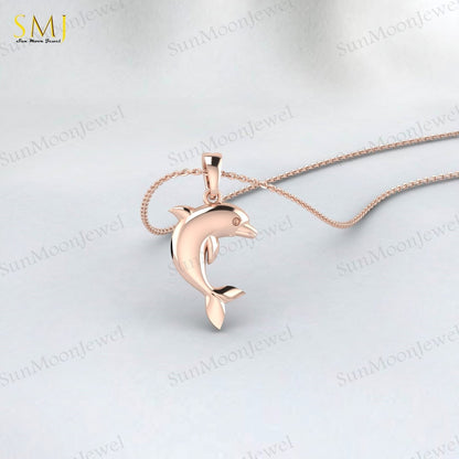 925 Sterling Silver Dolphin Necklace Dolphin Charm Pendant Ocean Animal Dolphin