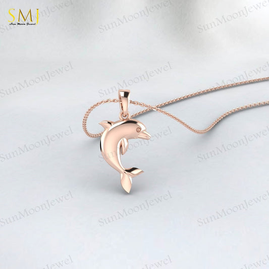 925 Sterling Silver Dolphin Necklace Dolphin Charm Pendant Ocean Animal Dolphin