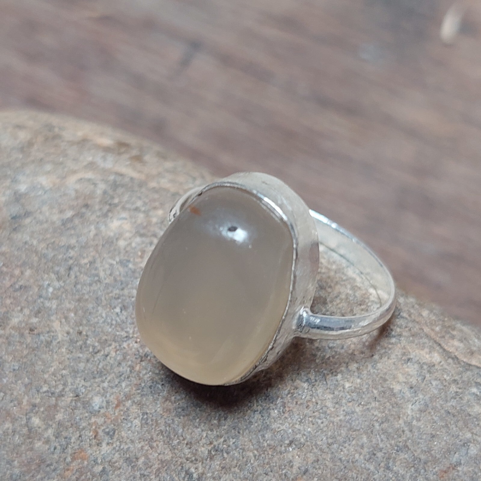 925 Sterling Silver Unique Gray Agate Crystal Ring,natural gray Agate slice Ring