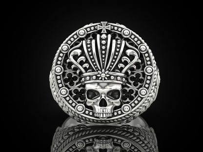 Mens Biker Gothic Skull Crown Ring 925 Sterling Silver Punk King Jewelry US5~ 15