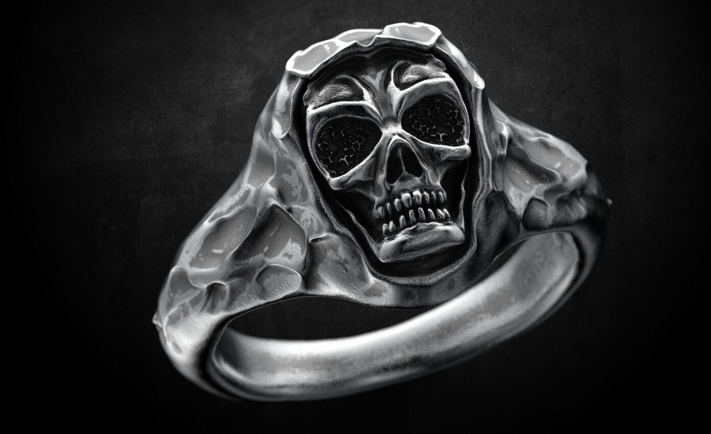 925 Sterling Silver Skull Ring Gothic Biker Punk Hip Hop Men Jewelry Ring US5~15