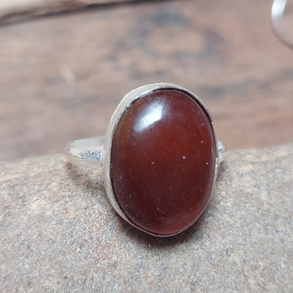 Brown agate Slice Ring,925 Sterling Silver Ring,Engagement Ring,Gift For Her
