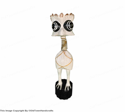 Wooden Ostrich Bird with Spring Neck Handcrafted Decorative Showpiece for Home