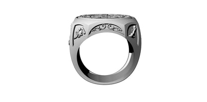 925 Sterling Silver Saint Benedict Medal Ring US5~15 Silver Tone Band Strap Ring
